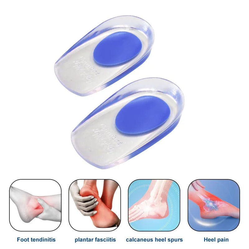 2Pcs Silicone Heel Pads Plantar Fasciitis Man  Heel Spur  Silicone Gel Heel Cups Heel Pain Heel For Shoes Foot Silicone Foot Pad