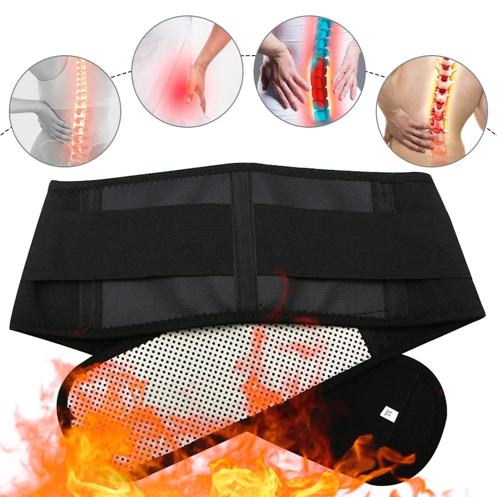 Tourmaline Self-heating Magnetic Therapy Waist Belt Lumbar Support Back Waist Brace for Men Women Lower Back Pain Relief