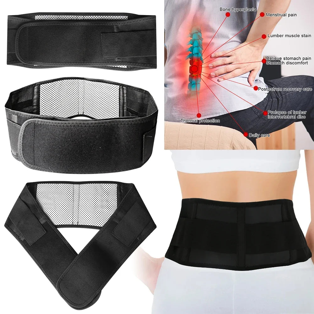 Tourmaline Self-heating Magnetic Therapy Waist Belt Lumbar Support Back Waist Brace for Men Women Lower Back Pain Relief