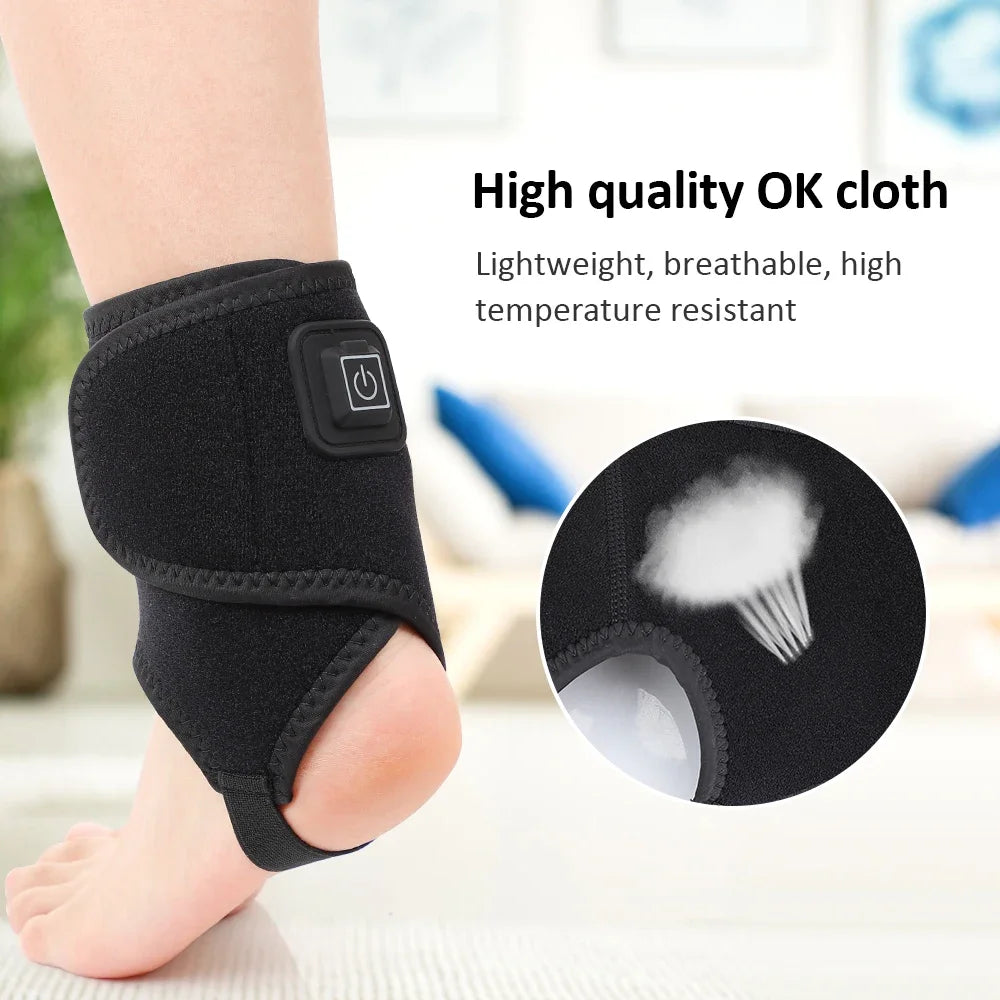 Electric Heating Knee Pads Massage Ankle Brace Hot Compress Physical Therapy Ankle Tendinitis Pain Relief Foot Sprain Treatment