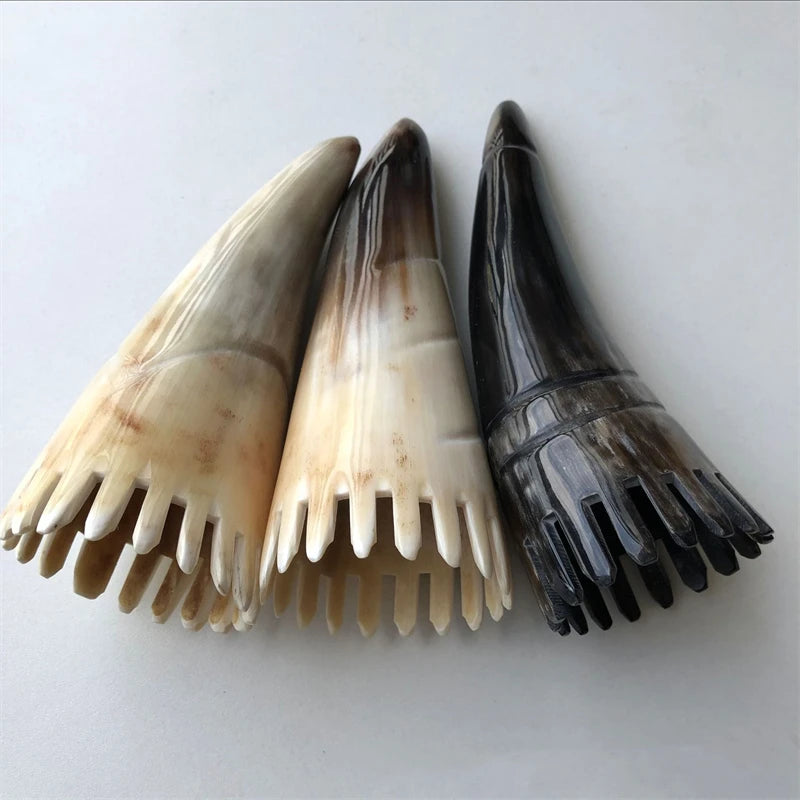 Natural Ox Horn Acupoint Gua Sha Massage Comb Tool Scraping Head Blood Circulation Reduce Pain Hair Wash Brush Neck Body Guasha