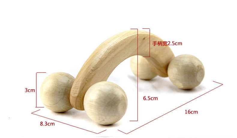 Wooden Handheld Body Roller Massager Arm Leg Back Foot Hand Neck Shoulder Muscle Pain Relief Massage Tool