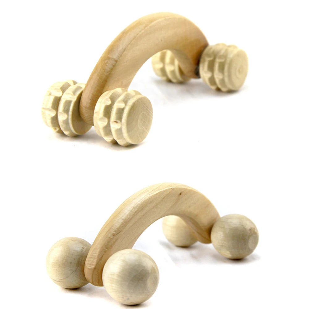 Wooden Handheld Body Roller Massager Arm Leg Back Foot Hand Neck Shoulder Muscle Pain Relief Massage Tool