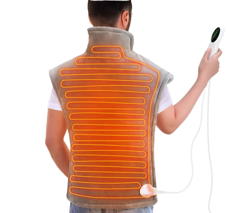 Electric Heating Pad Wrap Vest for Neck and Shoulders Winter Body Warmer Whole Back Pain Relief Fatigue Neck Massager Brace