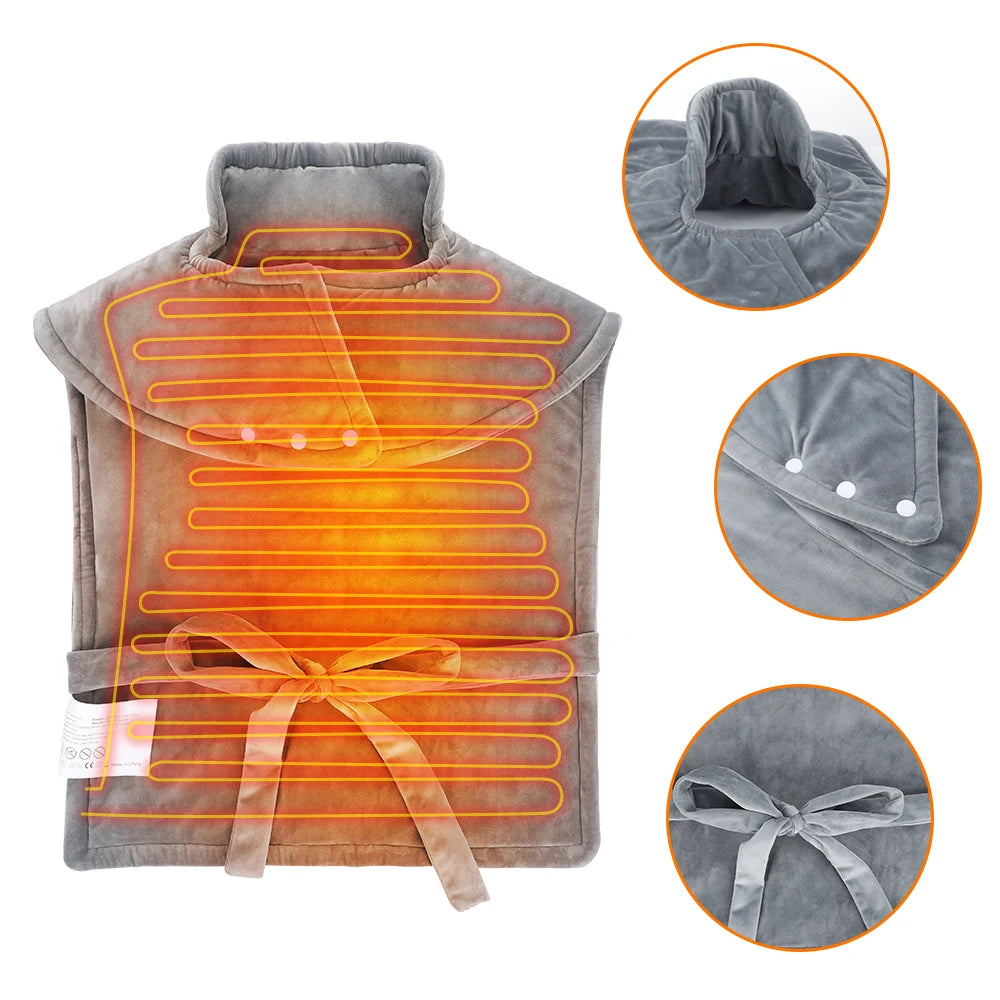 Electric Heating Pad Wrap Vest for Neck and Shoulders Winter Body Warmer Whole Back Pain Relief Fatigue Neck Massager Brace